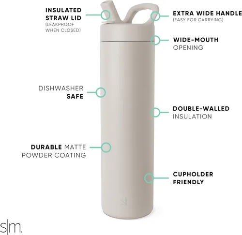 Miniatura 3 de Simple Modern Botella de agua con tapa de pajilla Termo de acero inoxidable aislado Botellas de agua reutilizables para viajes para gimnasio