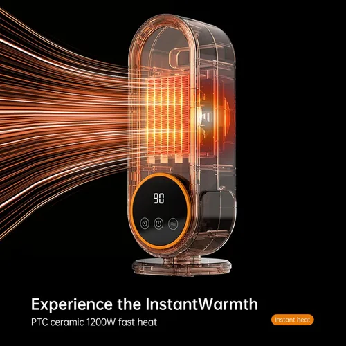 Miniatura 3 de Calentador de espacio, calefacción rápida de cerámica PTC, 1200 W, calentador portátil de eficiencia energética con termostato ajustable, control