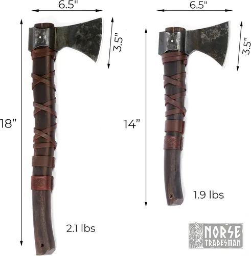 Miniatura 6 de Norse Tradesman Hacha de lanzamiento vikingo de 14 pulgadas, hacha nórdica totalmente afilada, cabeza de hacha de acero al carbono con punto de cruz