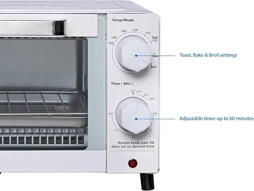 Miniatura 2 de Mainstay - Horno tostador combinado de electrodomésticos de cocina, se adapta a pizza de 9 pulgadas, capacidad de 4 rebanadas, circulación potente