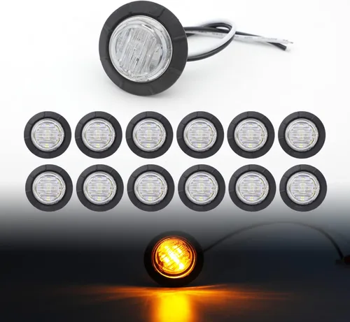 Miniatura 12 de TMH Luces marcadoras laterales redondas de 1-1/4 pulgadas, 6 luces LED de bala blanca, luces marcadoras LED de remolque, montaje en superficie