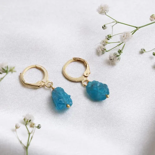 Miniatura 17 de Gempires Handmade Gemstone Hoop Earrings Raw Crystal Dangle Jewelry Hypoallergenic Gold Plated Lightweight Elegant Jewelry Gifts For Women