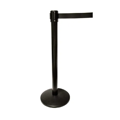 Miniatura 2 de Juego combinado de barrera de puntal de seguridad de cola de cinturón retráctil HT de 40 pulgadas (2 postes de cinturón negro)