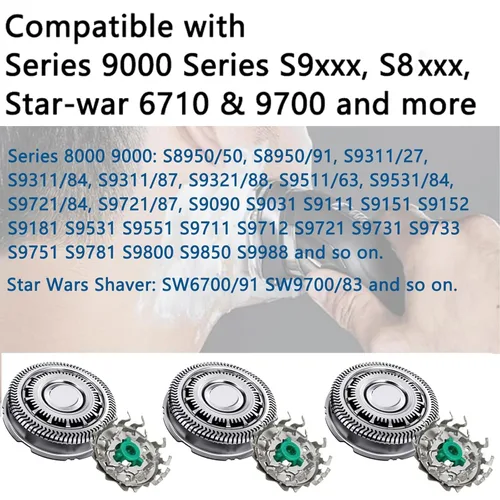 Miniatura 2 de SH90 - Cabezales de repuesto compatibles con Philips Series 9000 8000, SH90, cuchillas de repuesto mejoradas SH90, cabezales de afeitado aptos