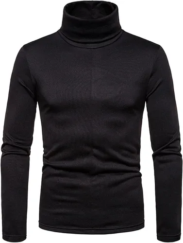 Miniatura 4 de Muscularfit Camiseta para hombre 2023 de manga larga con cuello alto, suéter térmico sólido térmico ajustado básico