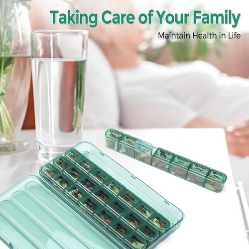 Miniatura 7 de Zoksi Organizador mensual de pastillas 28 días, 1 vez al día, organizador grande de 4 semanas, pastillero de un mes, organizador de medicamentos