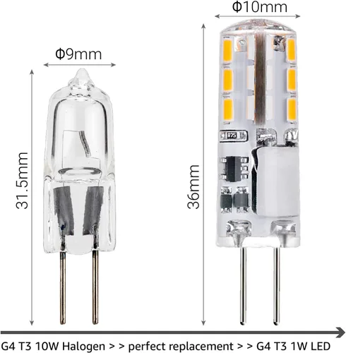 Miniatura 3 de Bombilla LED G4 de 12 V CA/CC con base bi-pin para paisaje, bombilla halógena de repuesto de 10 W, bombilla halógena JC G4 de 1 vatio, 12 voltios