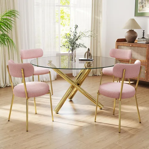 Miniatura 25 de Juego de mesa de comedor redonda de cristal negro para 2, juego de mesa de cocina pequeña y moderna de 36 pulgadas con 2 sillas de comedor tapizadas