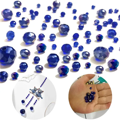 Miniatura 7 de Cuentas facetadas de cristal de color AB (azul rey), cuentas facetadas Rondelle surtidas, suministros variados, cuentas sueltas espaciadoras