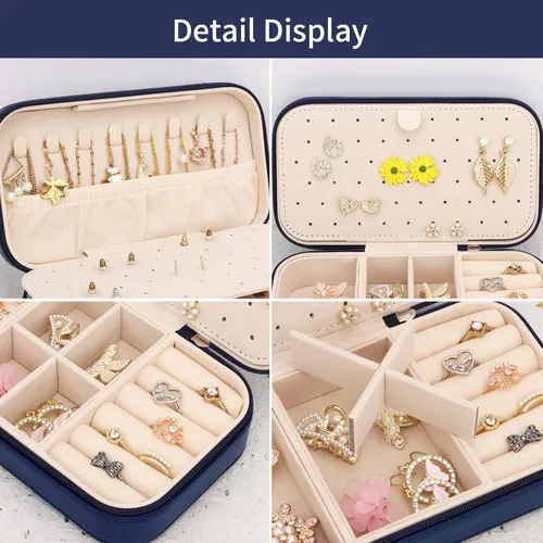 Miniatura 3 de DesignSter Joyero de viaje, estuche portátil de piel sintética, pequeñas cajas de joyería para regalos, organizador de joyas de viaje para mujeres