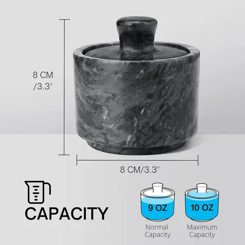 Miniatura 4 de Flexzion Salero de Mármol con Tapa, Contenedor de Mármol Multiusos para Sal, Pimienta, Pimentón y Hierbas en Polvo, Contenedores de Sal para Negro