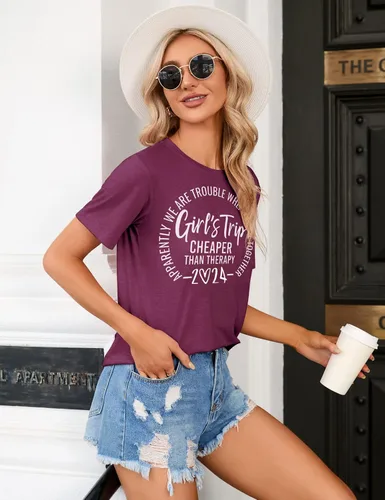Miniatura 12 de Camiseta de manga corta con estampado de letras divertidas para niñas 2024