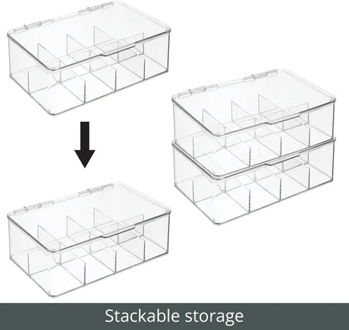 Miniatura 5 de mDesign Caja de almacenamiento de plástico para botiquín de primeros auxilios con tapa superior transparente para baño, cocina, armario, cajón