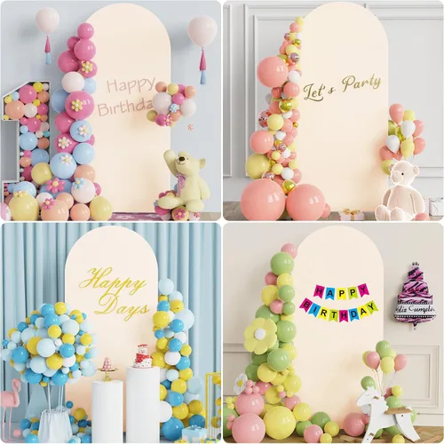 Miniatura 5 de Asee'm Cubierta de arco de boda de 6 pies, color beige, ajustada, cubierta de elastano ajustable de 2 caras, cubierta de fondo para decoración