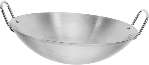 DOITOOL Wok de acero inoxidable, sartén antiadherente de 11 pulgadas de doble mango wok utensilios de cocina de cocina