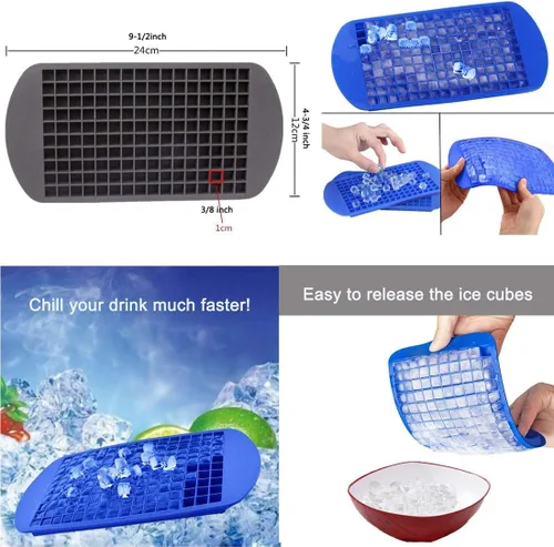 Miniatura 2 de Pequeña forma cuadrada flexible congelada 160 bandejas Mini cubitos de hielo moldes de silicona sin tapas (transparente)