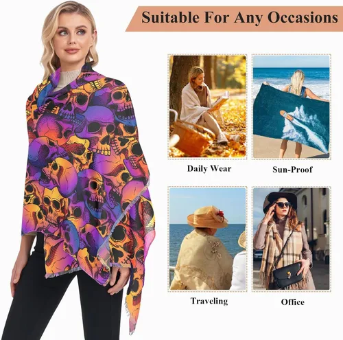 Miniatura 7 de Bufandas para mujer, para invierno y otoño, a la moda, chal largo, acogedor, suave, grande, bufanda para la cabeza
