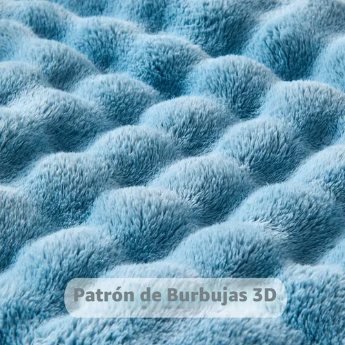 Miniatura 4 de Wajade - Manta de forro polar suave para sofá, 90x90 pulgadas, manta decorativa 3D de burbujas, manta de franela acogedora y ligera para cama y Azul