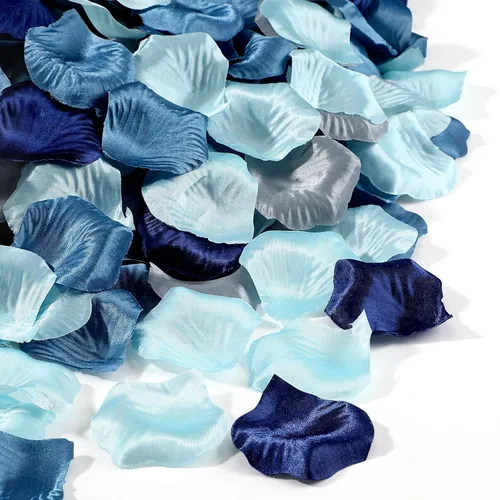 Miniatura 17 de Tigeen 600 pétalos de rosa de seda azul marino artificiales para boda, cesta de flores para niñas, pasillo, dispersos, centros de mesa, fiesta