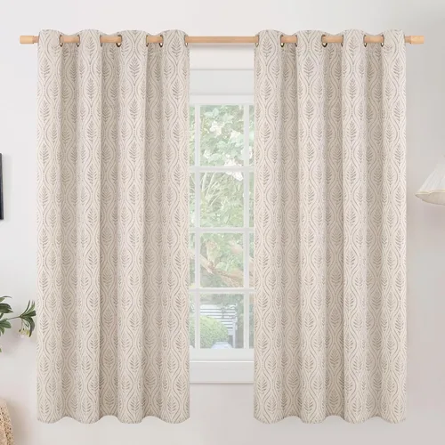 Miniatura 16 de BGment - Cortinas de jacquard de hojas en color amarillo mostaza, 72 pulgadas de largo para sala de estar, patrón botánico de estilo campestre
