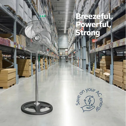 Miniatura 3 de Nexair Ventilador de pie de metal de alta velocidad de 18 pulgadas, 3 potentes velocidades, ventilador de pedestal oscilante industrial con altura