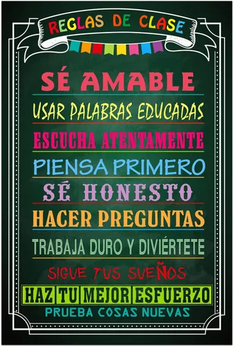 FaCraft Póster en español para decoraciones de aula, póster motivacional en español para jardín de infantes, escuela primaria, escuela secundaria,
