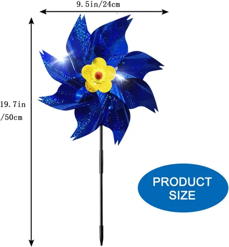 Miniatura 2 de Molinillos reflectantes brillantes con estacas, molinillos de viento para exteriores, dispositivos de miedo de pájaros, rueda de alfiler holográfico
