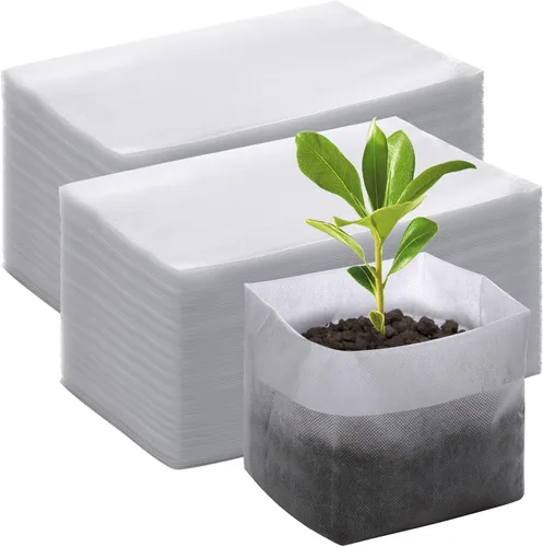Miniatura 21 de Greaner 100 bolsas de cultivo de vivero grandes, 7.8 x 8.6 pulgadas, bolsa de cultivo de plántulas de tela biodegradable no tejida, bolsas