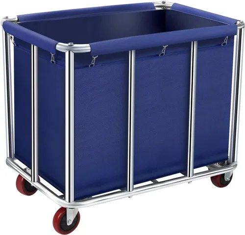 Miniatura 17 de Carrito de lavandería comercial con ruedas, cesta de lavandería rodante grande de 11.35 bushels con forro de lona impermeable extraíble, cestas