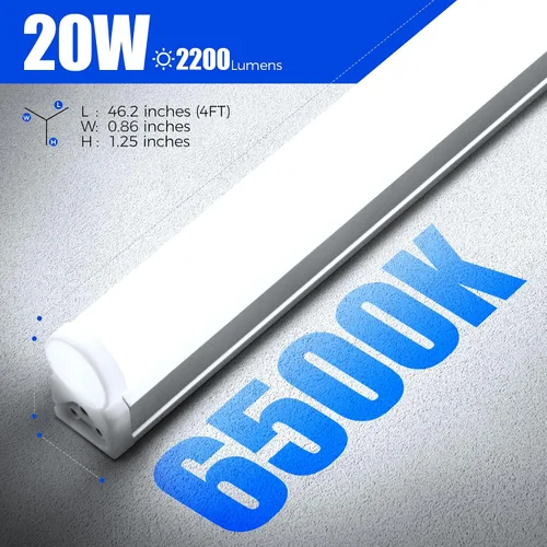 Miniatura 7 de Barrina T5 - Luz LED para tienda de 4 pies, 2 cables de alimentación de 6500 K, blanco súper brillante, 2200 lm, 20 W, lámpara de techo comercial
