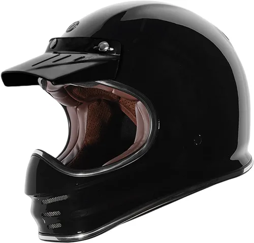Miniatura 11 de TORC T3/Baja - Casco de motocicleta de fibra de vidrio retro clásico de cara completa con aprobación DOT y ECE Lealtad blanca brillante