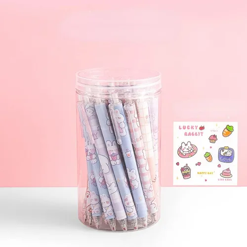Miniatura 10 de 30 bolígrafos Kawaii con calcomanías, bonitos bolígrafos de gel retráctiles, punta bala, suministros escolares estéticos estacionarios