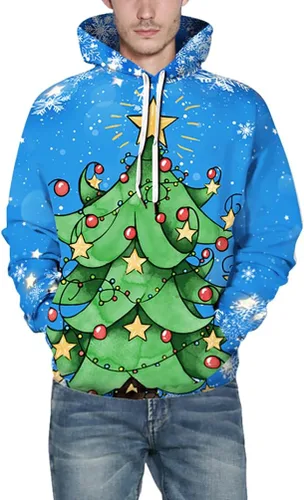 Miniatura 3 de Ainuno Sudadera con capucha unisex de Navidad para hombres y parejas, divertida sudadera con capucha navideña