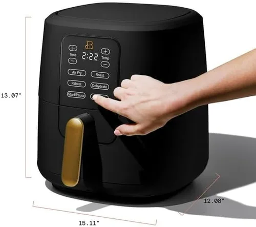 Miniatura 7 de Freidora de aire de 6 Qt con tecnología Turbocrisp y pantalla táctil activada, negra de Drew Barrymore, rangos de temperatura ajustables
