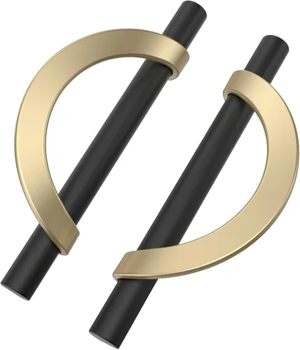 9BUILD Paquete de 10 tiradores de gabinete dorados cepillados de 3.75 pulgadas, manijas de gabinete negras mate, tiradores negros para gabinetes,