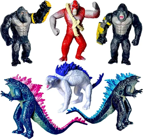 Miniatura 6 de TwCare Juego de 8 figuras de acción movibles de King Kong vs Godzilla Attacking King of the Monsters Ghidorah Birthday Kid Gift Cake Toppers