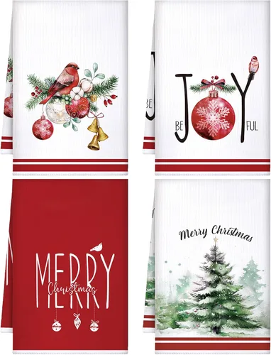Miniatura 8 de Bencailor Juego de 4 toallas de cocina navideñas decorativas para platos de té, toallas de mano para baño de Navidad, 15.75 x 23.62 pulgadas