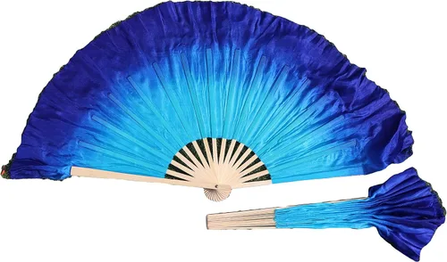 Miniatura 13 de Winged Sirenny Pares de abanicos plegables de seda cortos de 4 pulgadas (3.9 in) para adoración y baile popular chino (negro a morado)