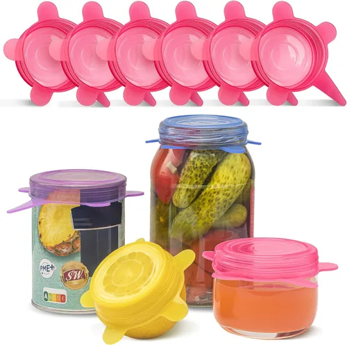 Miniatura 11 de Orblue Tapas elásticas de silicona reutilizables, paquete de 6, pequeñas para almacenamiento de alimentos frescos, sella los sabores, mantiene