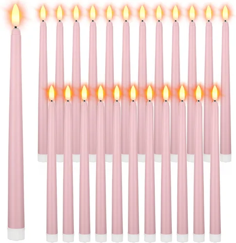 Miniatura 14 de Macarrie 24 Paquetes de Velas Cónicas Sin Llama Operadas con Batería Falsas de 11 Pulgadas de Largo Luz de Vela LED Sin Llama Parpadeantes Cónicas