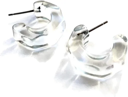 Miniatura 4 de Leetie Lovendale Gracie Hugger - Aretes de aro hipoalergénicos para mujer, hechos con acero quirúrgico y Lucite, ligeros y cómodos, hechos a mano