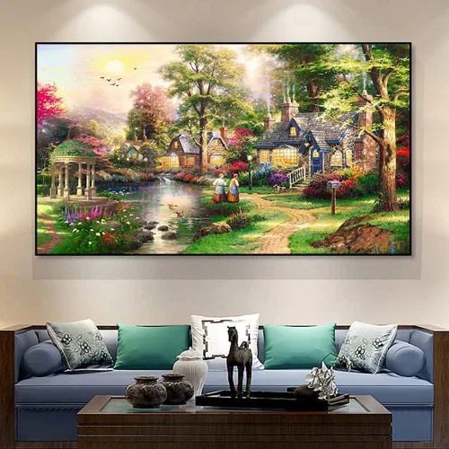 Miniatura 18 de Twinkel Pinkel Kits de pintura de diamantes 5D grandes para adultos, paisaje, cabaña, taladro completo, pintura de diamante, arte de bordado