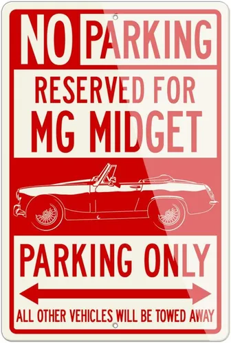 MG Midget Convertible 1961-1979 - Letrero de aluminio reservado solo para estacionamiento, 8 x 12 pulgadas (1, pequeño), gran regalo de automóvil