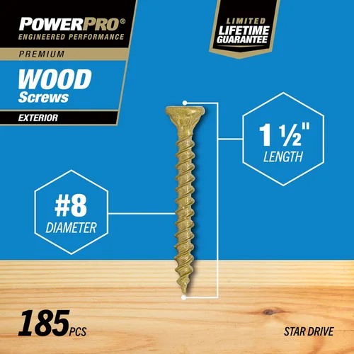 Miniatura 4 de Power Pro Tornillos de madera para exteriores de alta calidad, tornillos de cubierta multiusos #8 x 1-1/2 pulgadas para proyectos al aire libre