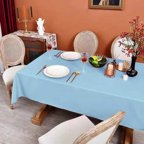 Miniatura 7 de MEANMOY Mantel cuadrado de poliéster lavable, resistente al agua y a las manchas, de 210 GSM, de 54 x 54 pulgadas, mantel de mesa rectangular sin