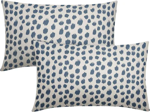 Miniatura 10 de Fundas de almohada marrón y blancas de 18 x 18 pulgadas, juego de 2 almohadas boho grises con lunares, fundas de almohada modernas estampadas
