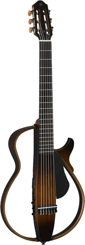 Yamaha SLG200N TBS - Guitarra silenciosa de cuerda de nailon con bolsa de concierto dura, Tabaco Sunburst Resplandor solar del tabaco