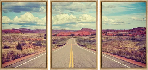 Miniatura 36 de wall26 Lienzo enmarcado para pared, juego de arte rojo, verde y amarillo, bosque de montaña otoñal, naturaleza, desierto, fotografía, realismo
