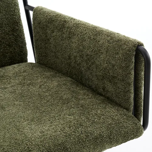 Miniatura 6 de Rowill Silla de oficina moderna, silla de escritorio giratoria, tela Green Boucle, altura ajustable, capacidad de 300 libras, ruedas, reposabrazos