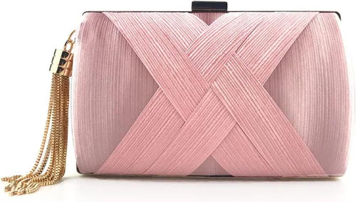 Miniatura 5 de Elegante bolso de mano de seda con colgante de borla para mujer, para novia, boda, graduación, fiesta de noche